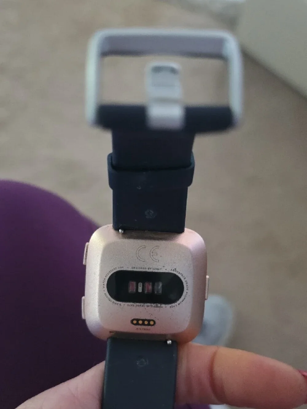 fitbit Versa Rose Gold Case with Peach Pink Band and Black Bonus Band